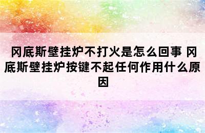 冈底斯壁挂炉不打火是怎么回事 冈底斯壁挂炉按键不起任何作用什么原因